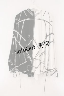 画像1: CIVARIZE / バイカラーポンチョパーカー  ブラック×ホワイト O-26-02-16-112-GO-TO-OW-OS