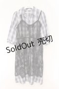 axes femme / レースジレ付シャツワンピース M ブルー×クロ O-26-02-17-028-AX-OP-IG-OS