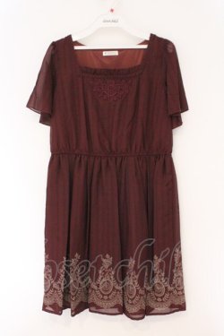 画像1: axes femme / 裾パネルプリントワンピース M ワイン O-26-02-17-029-AX-OP-IG-OS