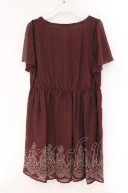 画像2: axes femme / 裾パネルプリントワンピース M ワイン O-26-02-17-029-AX-OP-IG-OS