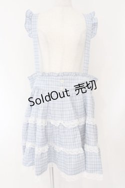 画像1: DearMyLove / レースチェックティアードサスペンダースカート 5L サックス O-26-02-17-004-0-SK-IG-OS