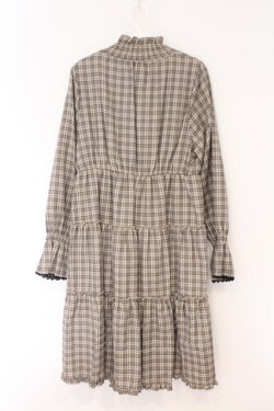 画像2: axes femme / ハイカラーチェックワンピース M ベージュ O-26-02-17-033-AX-OP-IG-OS