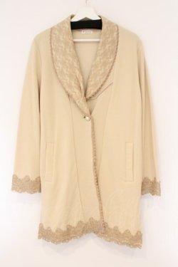 画像1: axes femme / ショールカラーロングカーデイガン M ベージュ O-26-02-17-036-AX-TO-IG-OS