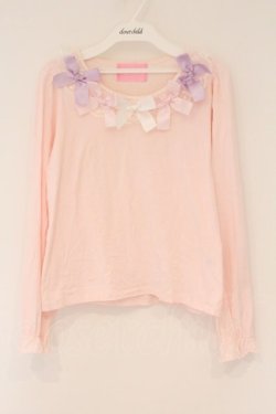 画像1: Nile Perch / リボンカットソー  ピンク O-26-02-17-040-LO-TO-IG-OS