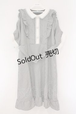 画像1: DearMyLove / キラキラビジューフリルアフタヌーンティーワンピース 5L ロング クロ×シロ O-26-02-17-042-0-OP-IG-OS