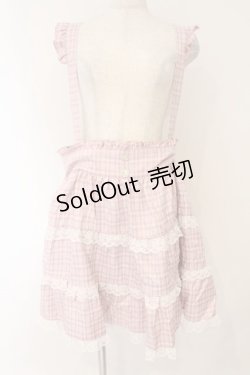 画像1: DearMyLove / レースチェックティアードサスペンダースカート 5L ピンク O-26-02-17-005-0-SK-IG-OS