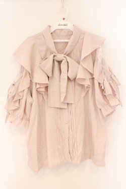 画像1: DearMyLove / ショルダーレースモテフリルボウタイブラウス 5L ピンク O-26-02-17-048-0-BL-IG-OS