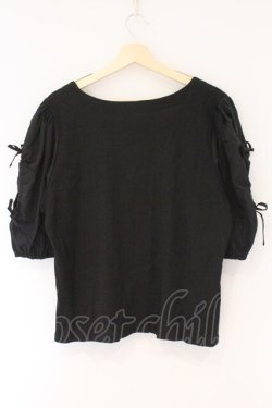 画像3: DearMyLove / ダブルリボンオープンパフ袖カットソー 5L クロ O-26-02-17-050-0-TO-IG-OS