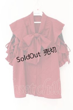 画像1: DearMyLove / ショルダーレースモテフリルボウタイブラウス 5L ワイン O-26-02-17-052-0-BL-IG-OS