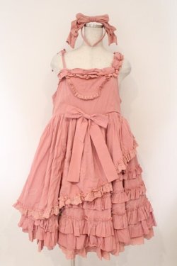 画像1: CRUCIS・南十字 / 猫刺繍ジャンパースカート カチューシャセット  ピンク O-26-02-17-011-LO-OP-IG-OS