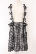 DearMyLove / レース重ねサスペンダーリボンレースアップスカート 5L ギンガム クロ×シロ O-26-02-17-002-0-SK-IG-OS