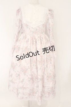 画像1: Chalmiere / クラシカルローズ柄ワンピース M ピンク O-26-02-17-017-0-OP-IG-OS