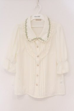 画像1: axes femme POETIQUE / 薔薇モチーフ付ブラウス M オフシロ O-26-02-17-024-AX-BL-IG-OS