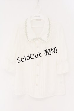 画像1: axes femme POETIQUE / 薔薇モチーフ付ブラウス M オフシロ O-26-02-17-024-AX-BL-IG-OS