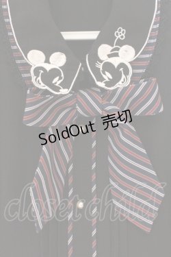画像2: axes femme POETIQUE / ミッキー&ミニー刺繍襟半袖ブラウス M クロ×ネイビー O-26-02-17-026-AX-BL-IG-OS