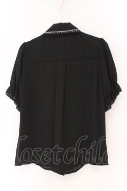 画像3: axes femme POETIQUE / ミッキー&ミニー刺繍襟半袖ブラウス M クロ×ネイビー O-26-02-17-026-AX-BL-IG-OS