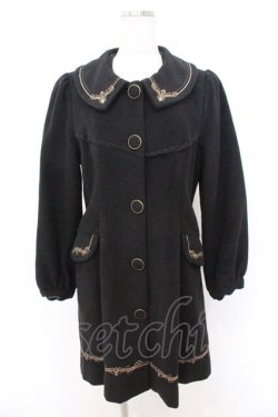 画像2: Amavel / フードケープ付きクロス刺繍ロングコート  クロ O-26-02-18-004-CA-CO-IG-OS