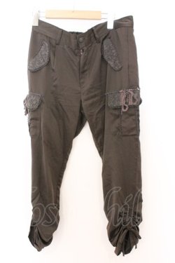 画像1: axes femme / サテンカーゴギャザーパンツ L カーキグリーン O-26-02-18-034-AX-PA-IG-OS