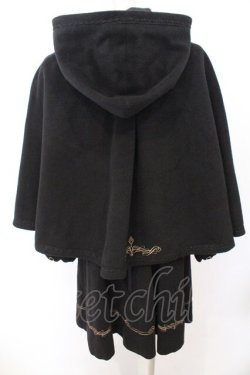 画像4: Amavel / フードケープ付きクロス刺繍ロングコート  クロ O-26-02-18-004-CA-CO-IG-OS