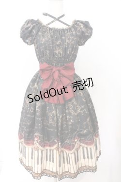 画像1: Enchantlic Enchantilly / アンティークエレガンスピアノワンピース  クロ×ワイン O-26-02-18-041-LO-OP-OW-OS