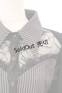 画像2: Qutie Frash / 限定クモメッシュパフブラウス M ストライプ（ブラック） O-26-02-18-045-QU-BL-OW-OS