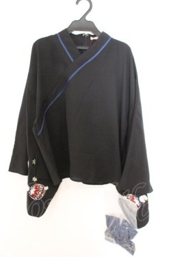 画像1: Amavel / 手まりの遊びとシマエナガ和風ブラウス F クロ O-26-02-18-056-CA-BL-OW-OS