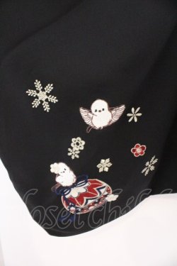 画像2: Amavel / 手まりの遊びとシマエナガ和風ブラウス F クロ O-26-02-18-056-CA-BL-OW-OS