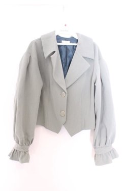 画像1: axes femme POETIQUE / レースアップボリューム袖ジャケット M グリーン O-26-02-18-1037-AX-JA-IG-OS