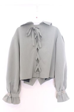 画像3: axes femme POETIQUE / レースアップボリューム袖ジャケット M グリーン O-26-02-18-1037-AX-JA-IG-OS