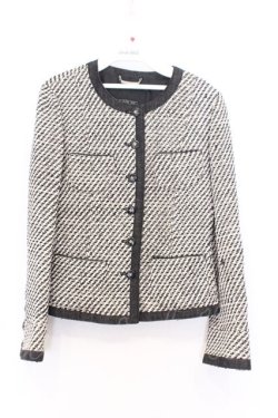 画像1: INGEBORG / デニムラインノーカラージャケット  シロ×クロ O-26-02-18-1057-LO-JA-IG-OS