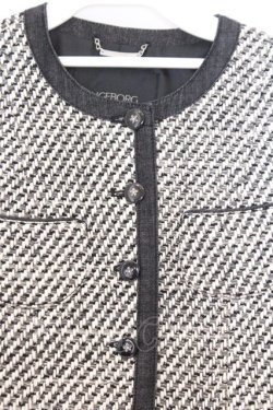 画像2: INGEBORG / デニムラインノーカラージャケット  シロ×クロ O-26-02-18-1057-LO-JA-IG-OS