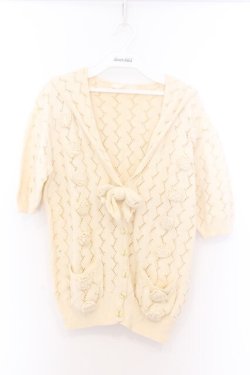 画像1: PINK HOUSE / 椿モチーフセーラーカーディガン  アイボリー O-26-02-18-1067-LO-TO-IG-OS