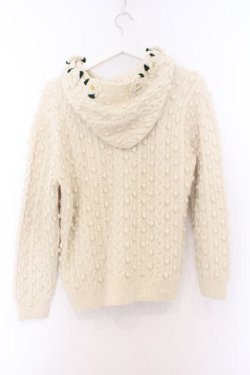 画像4: PINK HOUSE / 椿モチーフフードニットカーディガン  アイボリー O-26-02-18-1068-LO-TO-IG-OS