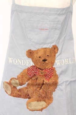 画像2: WONDERFUL WORLD / くま刺繍エプロン  ブルー O-26-02-18-1009-LO-OP-IG-OS
