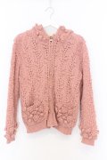 PINK HOUSE / 椿モチーフフード透かし編みカーディガン  ピンク O-26-02-18-1073-LO-TO-IG-OS