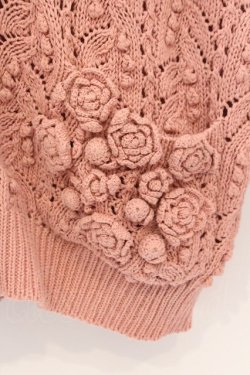 画像3: PINK HOUSE / 椿モチーフフード透かし編みカーディガン  ピンク O-26-02-18-1073-LO-TO-IG-OS