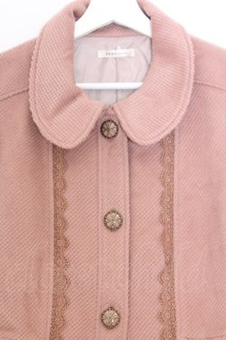 画像2: axes femme / レース配色丸襟コート  ピンクベージュ O-26-02-18-1074-AX-CO-IG-OS