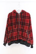 Candy Stripper / FLUFFY CHECK ZIP UP HOODIE パーカー 2 レッド O-26-02-18-1075-PU-TO-YM-OS