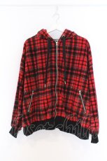 画像1: Candy Stripper / FLUFFY CHECK ZIP UP HOODIE パーカー 2 レッド O-26-02-18-1075-PU-TO-YM-ZT626 (1)