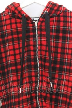 画像2: Candy Stripper / FLUFFY CHECK ZIP UP HOODIE パーカー 2 レッド O-26-02-18-1075-PU-TO-YM-OS