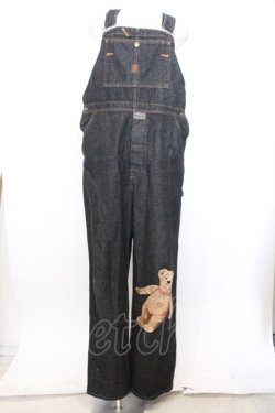 画像1: MEN'S KANEKO ISAO / くま刺繍デニムサロペット  クロ系 O-26-02-18-1010-PU-OP-IG-OS