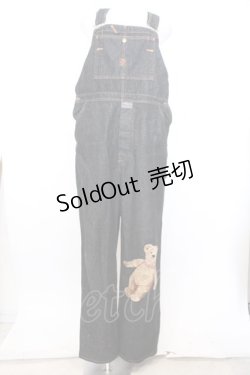 画像1: MEN'S KANEKO ISAO / くま刺繍デニムサロペット  クロ系 O-26-02-18-1010-PU-OP-IG-OS