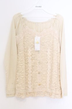 画像1: axes femme / 総レースビスチェ風プルオーバー M キナリ O-26-02-18-1090-AX-TO-OW-OS