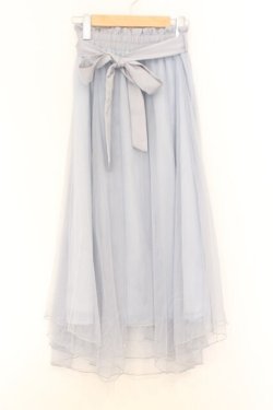 画像1: axes femme POETIQUE / シャイニーチュールレイヤードスカート  サックス O-26-02-18-1011-AX-SK-IG-OS