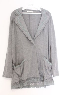 画像1: axes femme / 裾レース使いカットジャケット M グレー O-26-02-18-1098-AX-JA-OW-OS