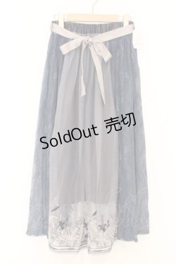 画像1: axes femme / リリー柄チュール刺繍スカート  ブルー O-26-02-18-1016-AX-SK-IG-OS