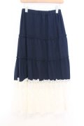 axes femme / 裾レースティアードスカート  ネイビー O-26-02-18-1017-AX-SK-IG-OS