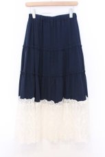 画像3: axes femme / 裾レースティアードスカート  ネイビー O-26-02-18-1017-AX-SK-IG-ZT258 (3)
