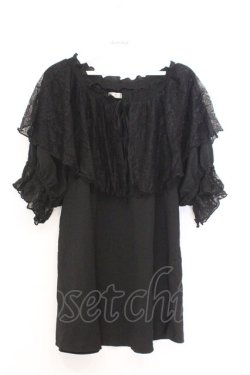 画像1: axes femme / レース襟楊柳シフォンプルオーバー  クロ O-26-02-18-1018-AX-TO-IG-OS