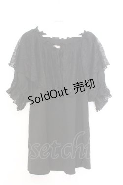 画像1: axes femme / レース襟楊柳シフォンプルオーバー  クロ O-26-02-18-1018-AX-TO-IG-OS